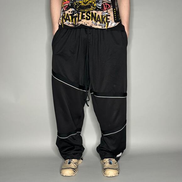 Vintage Y2K Lebron Nike Sweatpants Mens 2XL Baggy Wide Leg Jet Black White Logo - Picture 3 of 5